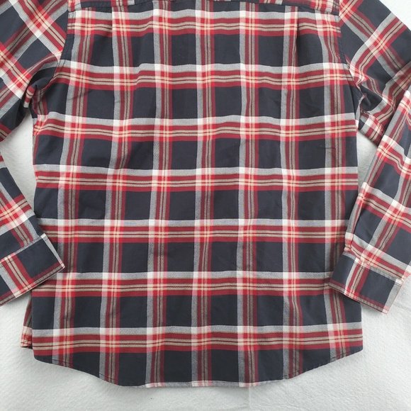 Chaps Men's Long Sleeve Casual Button Up Plaid Fitted Chest Pockets Red Large - Picture 10 of 12
